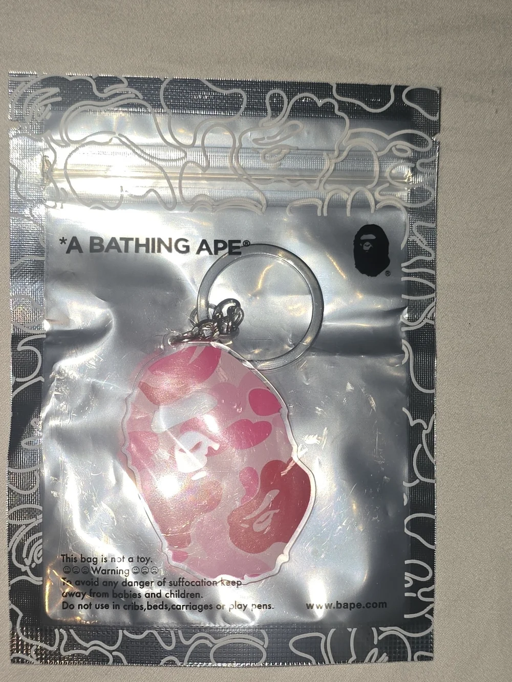 DS BAPE ABC Camo Ape Head Acrylic Keychain Pink - New In Bag - Bathing Ape
